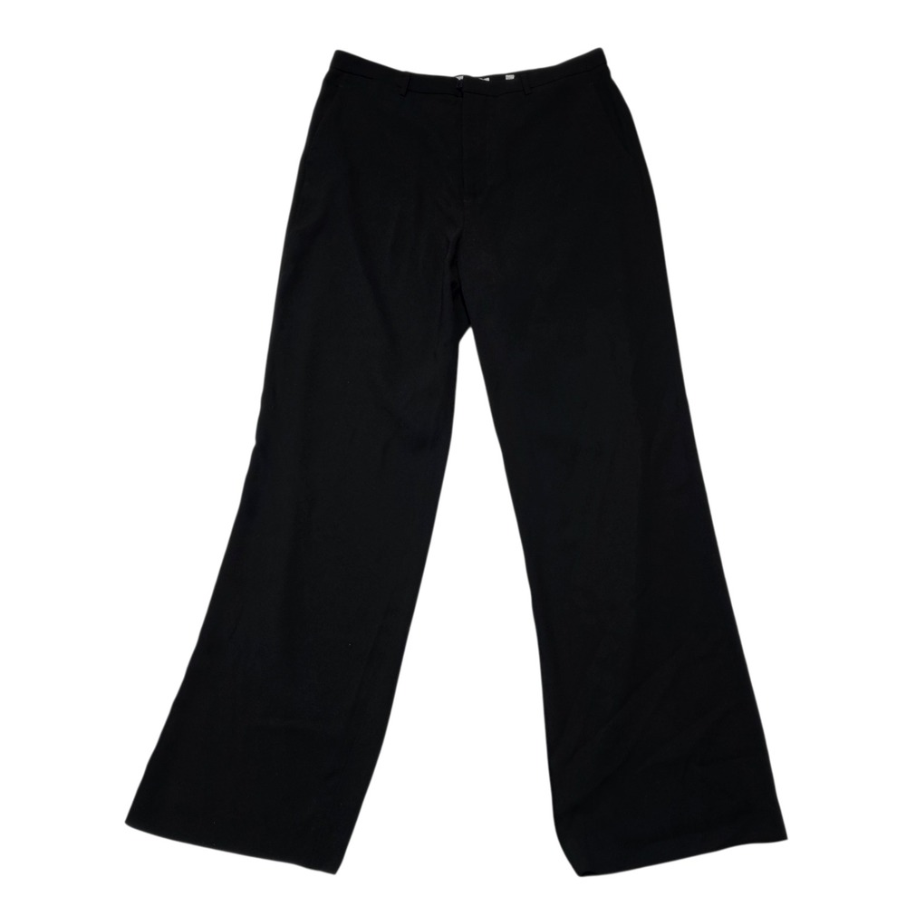 Vince Wide Leg Trousers Black High Rise Button Detail Size 14
